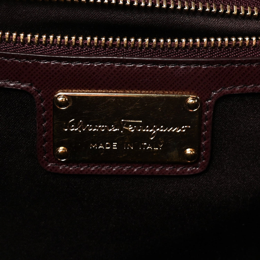 Hammered Calfskin Vara Bow Chain Flap Crossbody  Pink Purple
