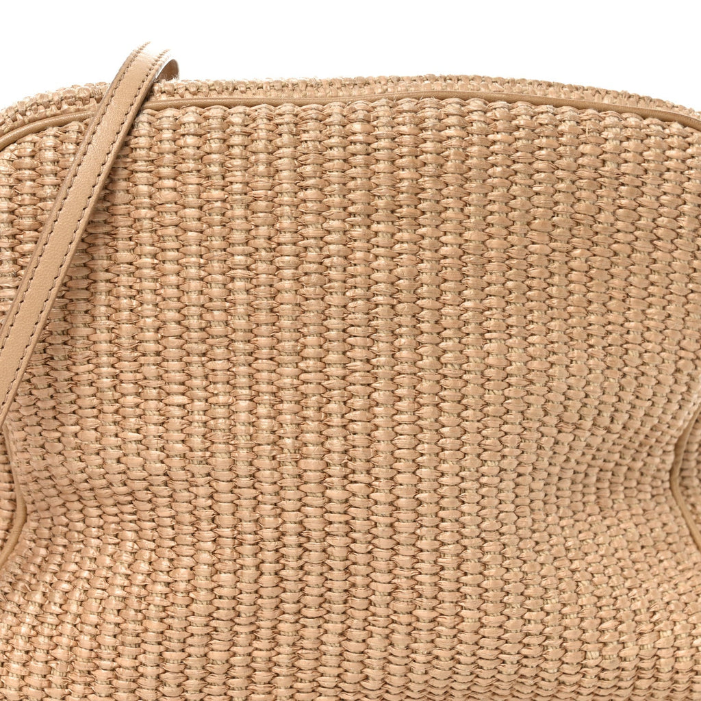 Cotton Raffia Puffy Pouch Clutch Bag