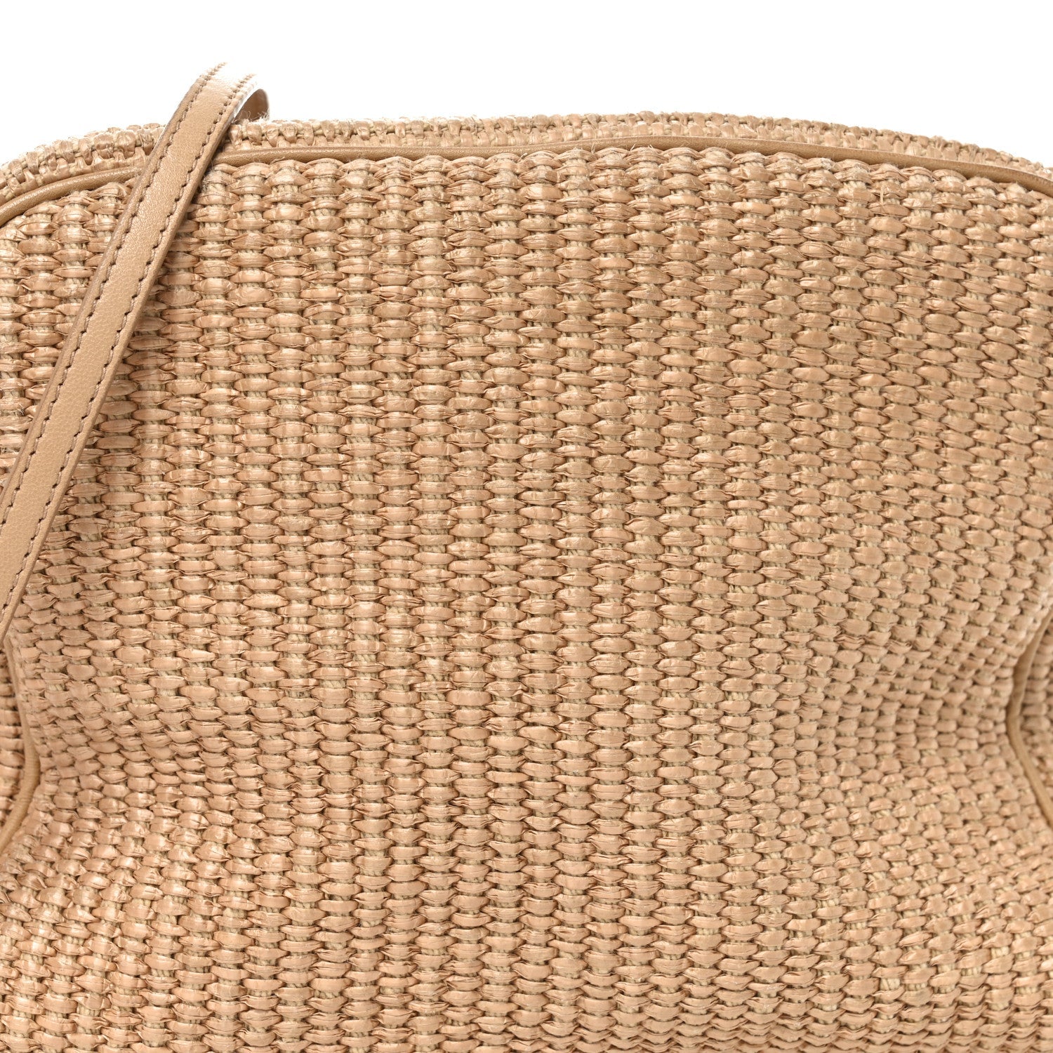 Cotton Raffia Puffy Pouch Clutch Bag