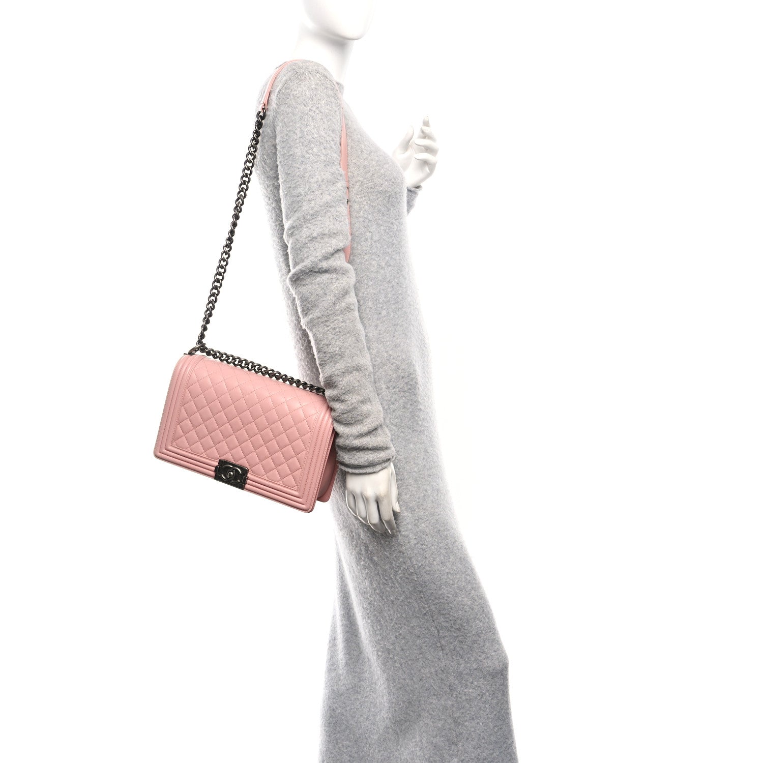 Lambskin Quilted New Medium Boy Flap Light Pink