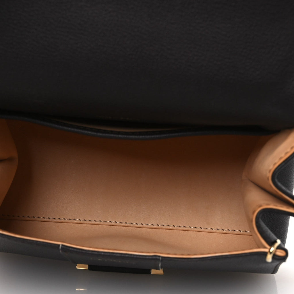 Grained Calfskin Bi-Color Brillant Mini Satchel Black