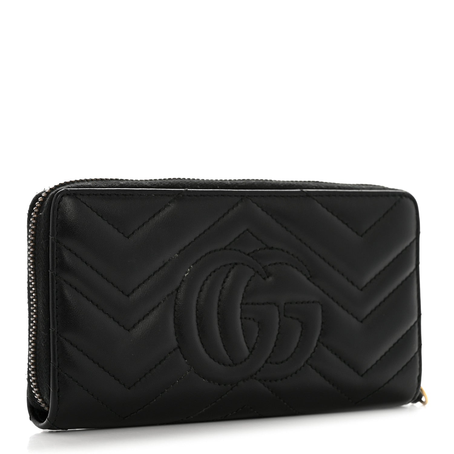 Calfskin Matelasse GG Marmont Zip Around Organizer Wallet Black