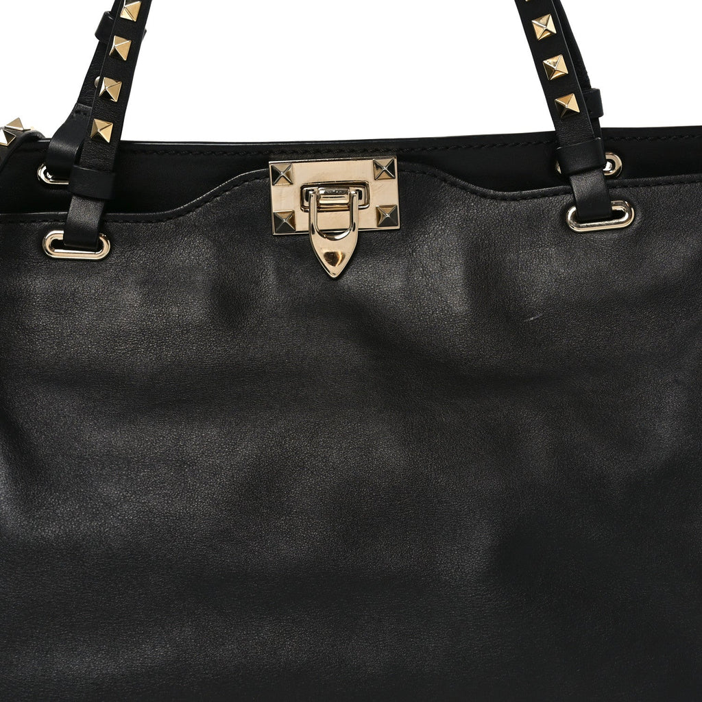 Vitello Medium Rockstud Tote Tote Black