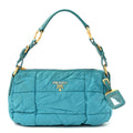 Tessuto Nylon Chevron Quilted Shoulder Bag Turchese