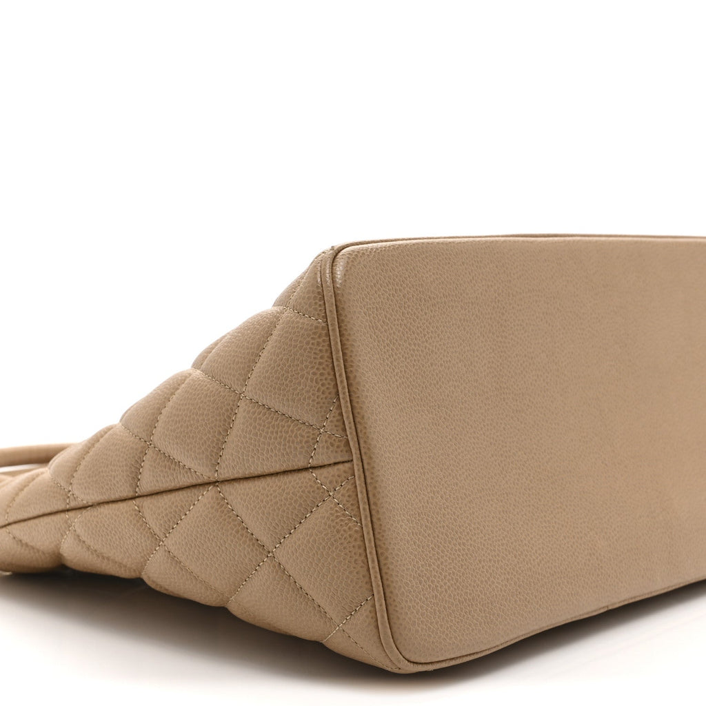 Caviar Quilted Medallion Tote Beige