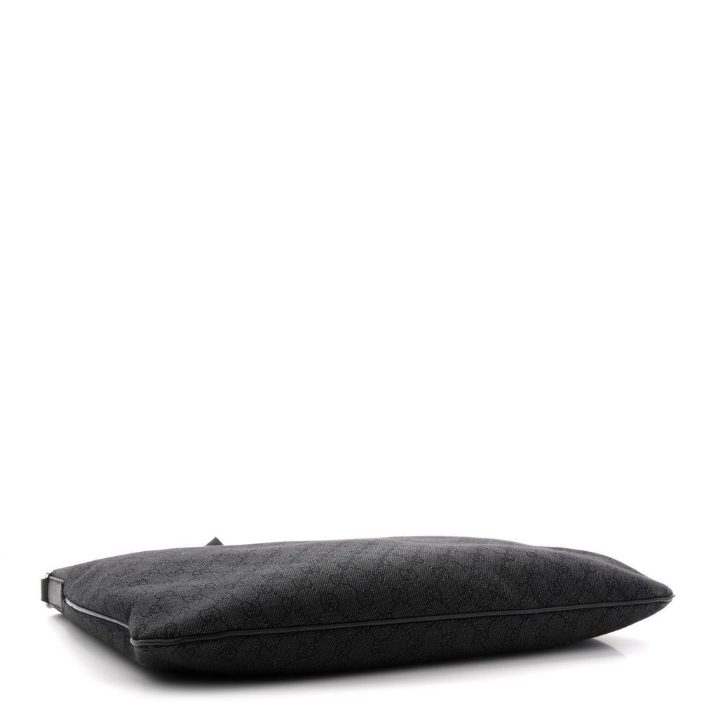 Denim Monogram Flat Messenger Bag  Black