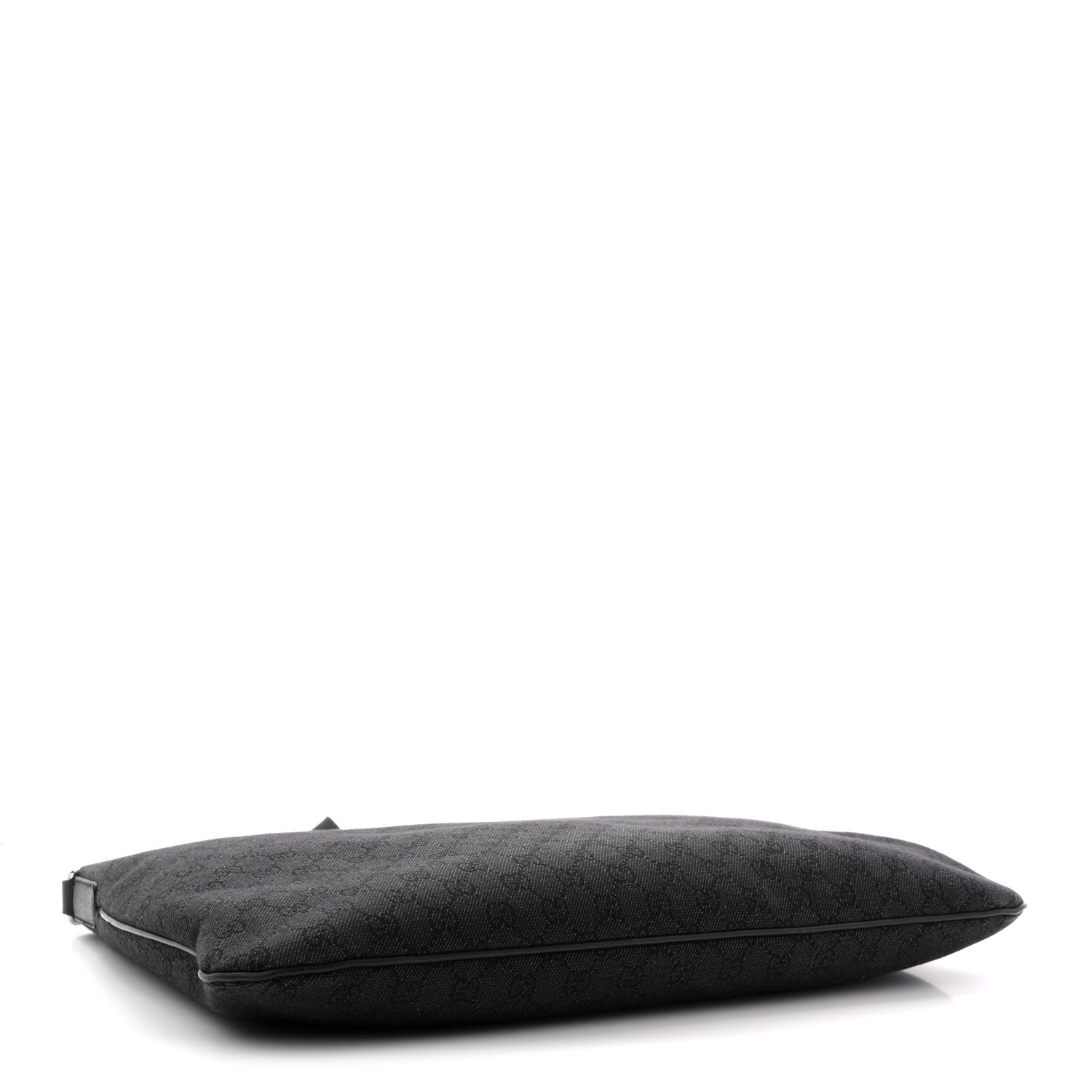 Denim Monogram Flat Messenger Bag  Black