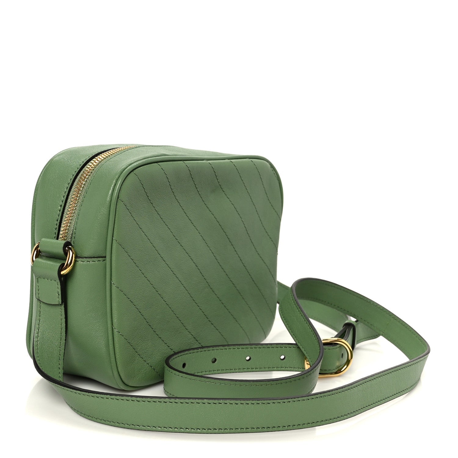 Sakai Be Green Calfskin Diagonal Stitched Small Blondie Shoulder Bag Light Green