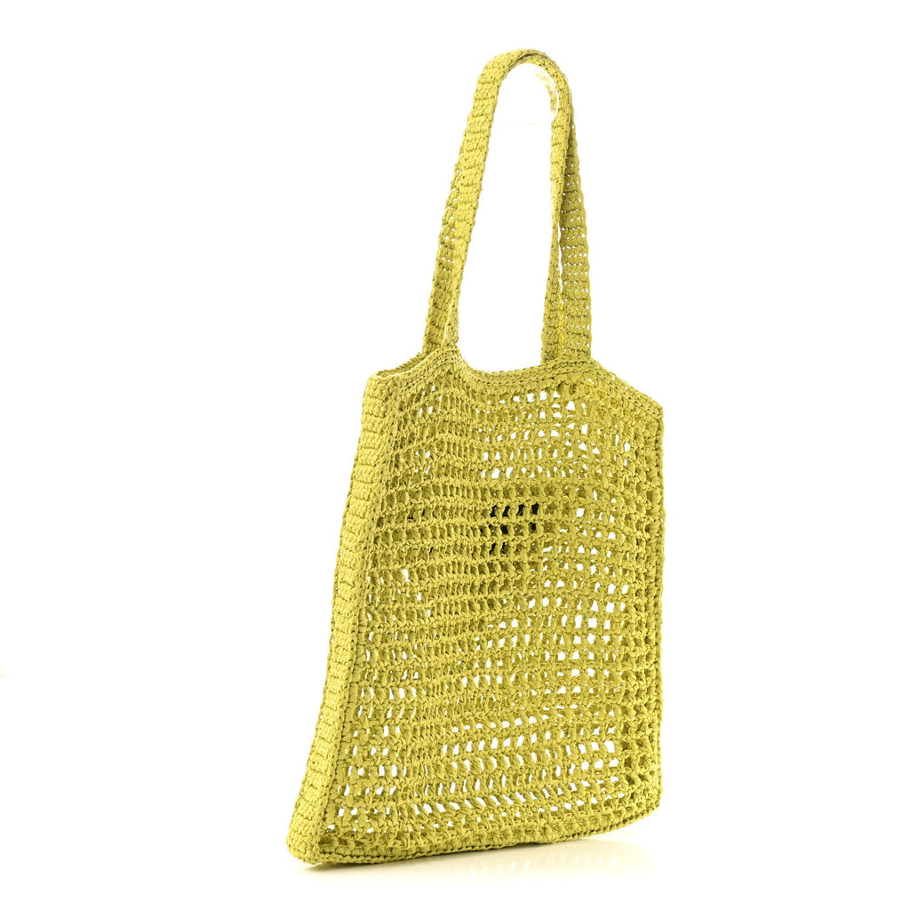 Yarn Raffia Effect Crochet Logo Embroidered Tote Bag Cedro