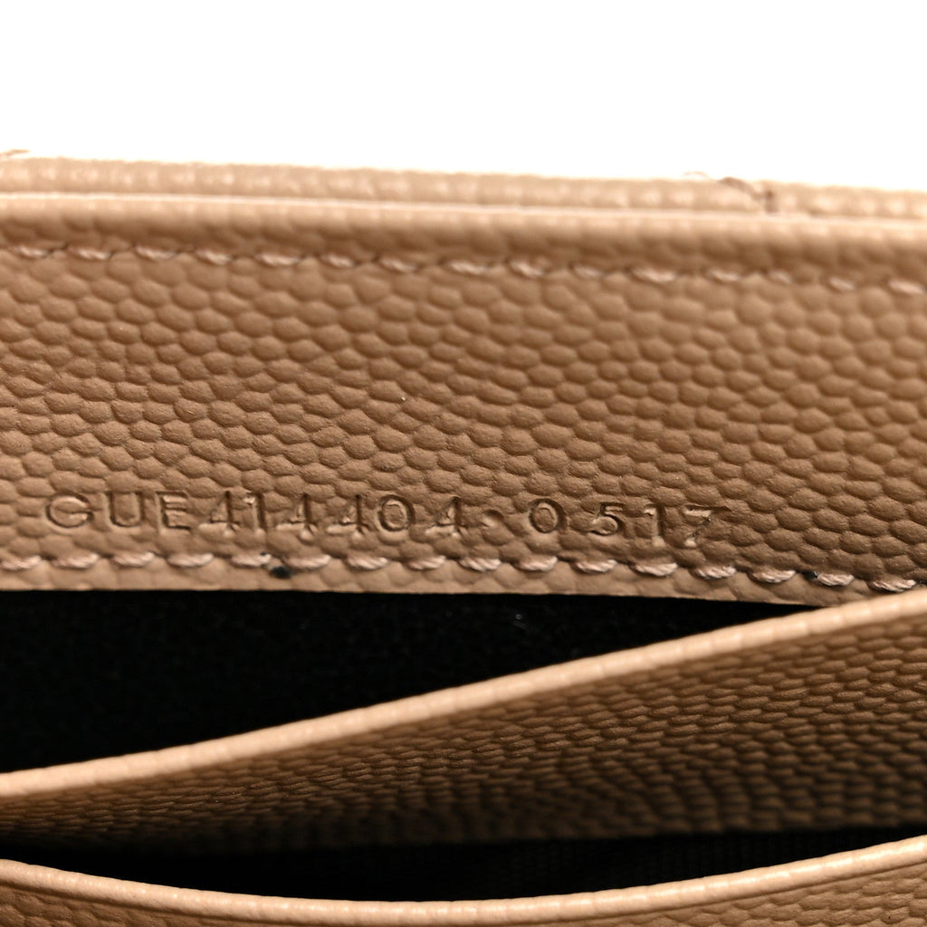 Grain De Poudre Matelasse Chevron Small Monogram Envelope Wallet Dark Beige