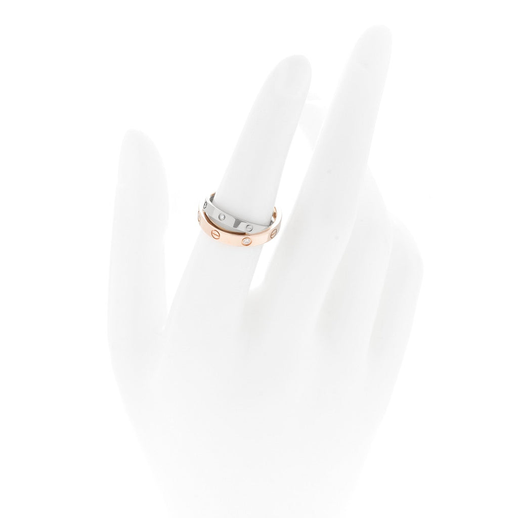 18K Pink White Gold 6 Diamond LOVE Ring 50 5.5