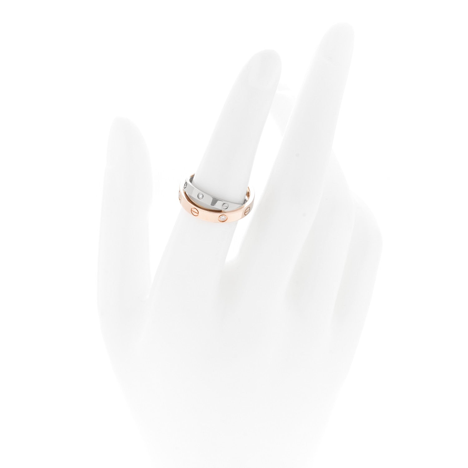 18K Pink White Gold 6 Diamond LOVE Ring 50 5.5
