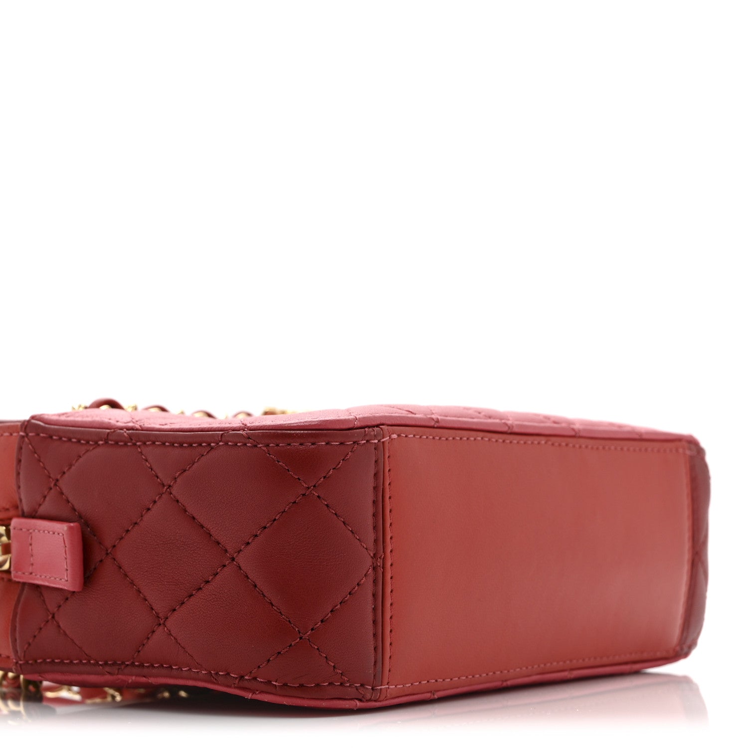 Goatskin Quilted Small In & Out Camera Case Pink Red