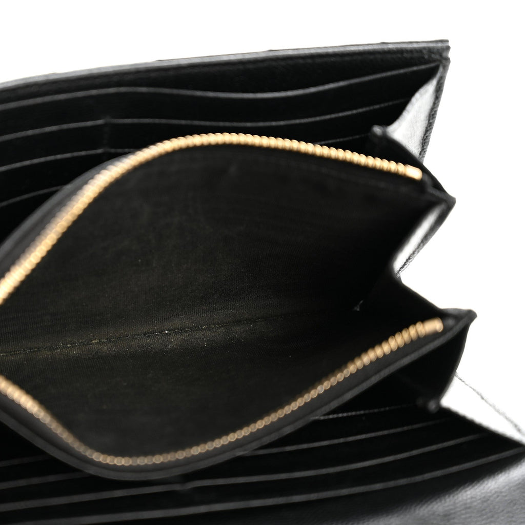 Grain De Poudre Matelasse Chevron Monogram Flap Wallet Black