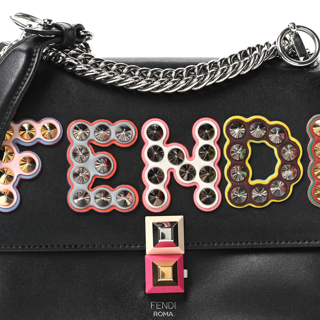Vitello Liberty Fun Fair Metal Studded Small Kan I Shoulder Bag Black Multicolor