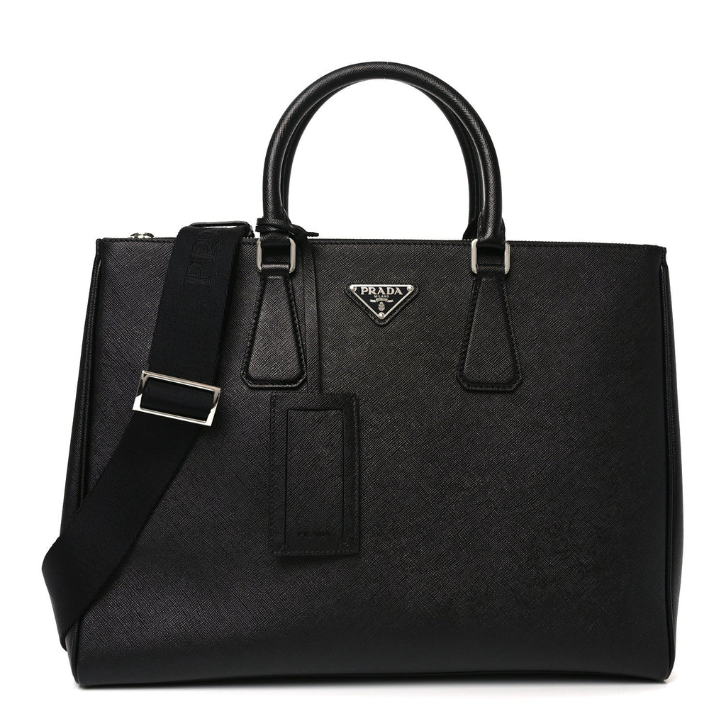 Saffiano Travel Extra Large Galleria Double Zip Tote Black