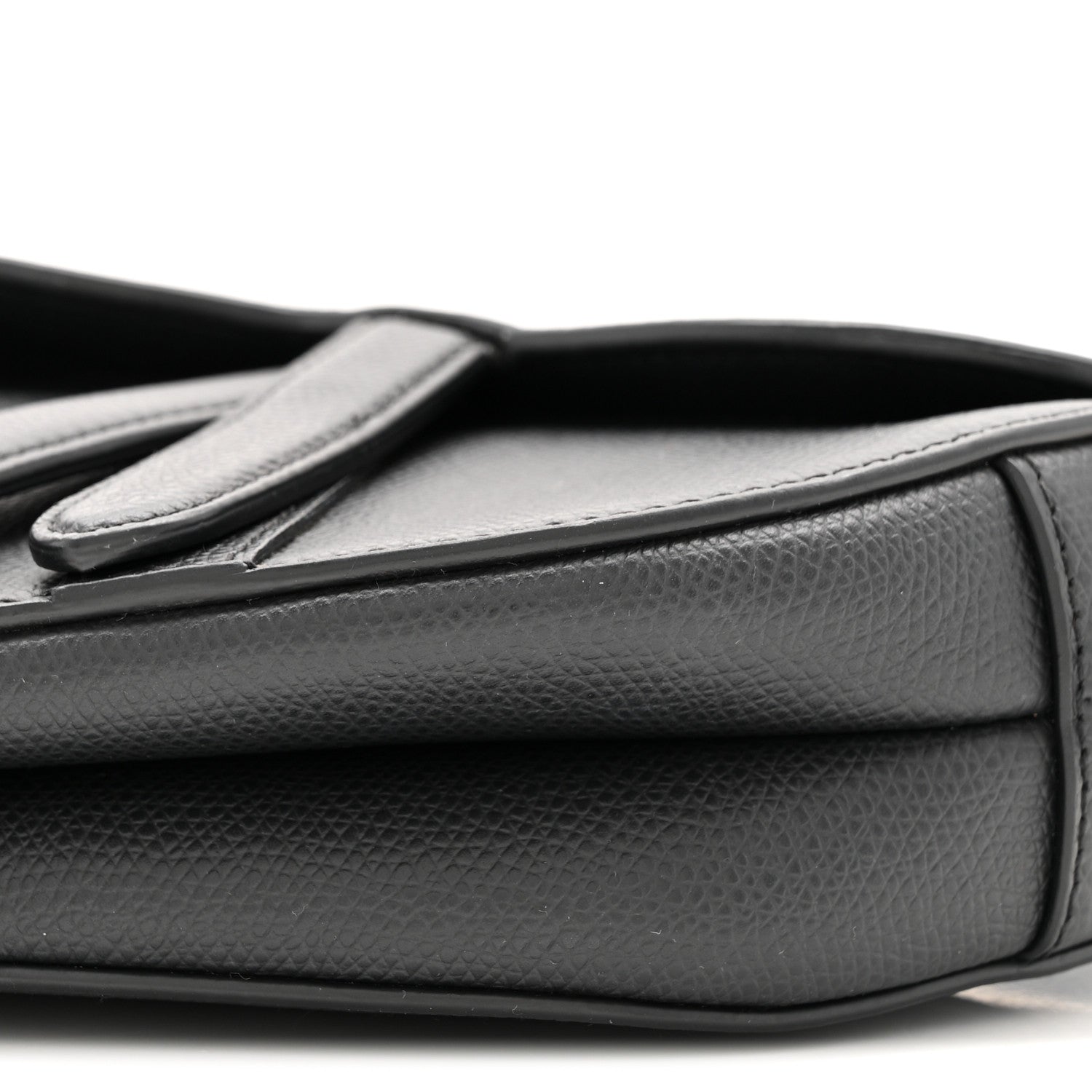 Grained Calfskin Mini Saddle Bag Black
