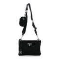 Re-Nylon Saffiano Re-Edition 2000 Double Zip Crossbody Bag Black