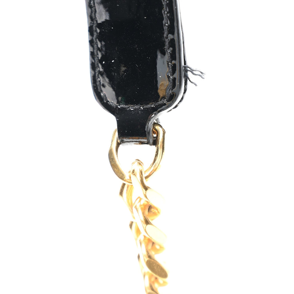 Patent Calfskin Matelasse Monogram Small Vicky Chain Bag Black