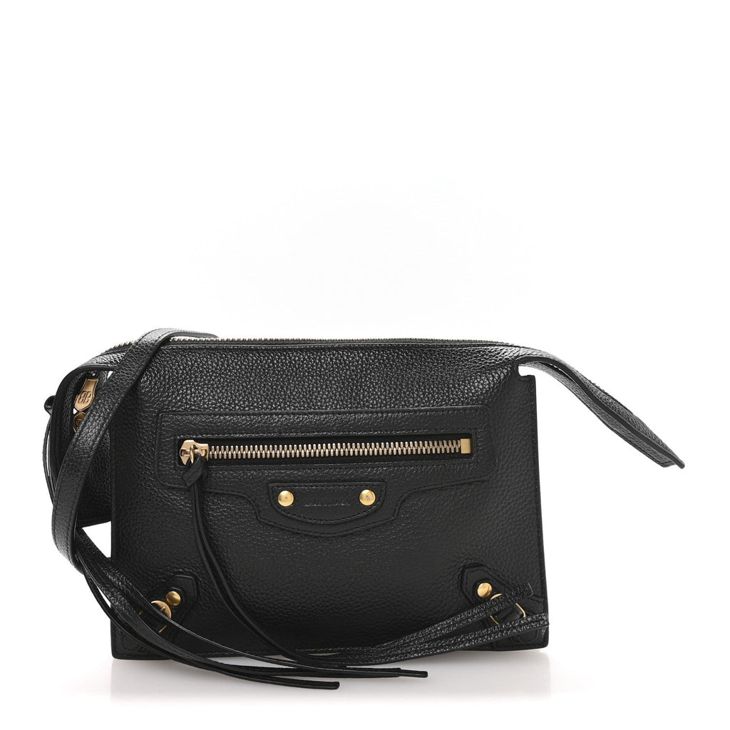 Grained Calfskin Neo Classic Gold Hardware Multipouch Black