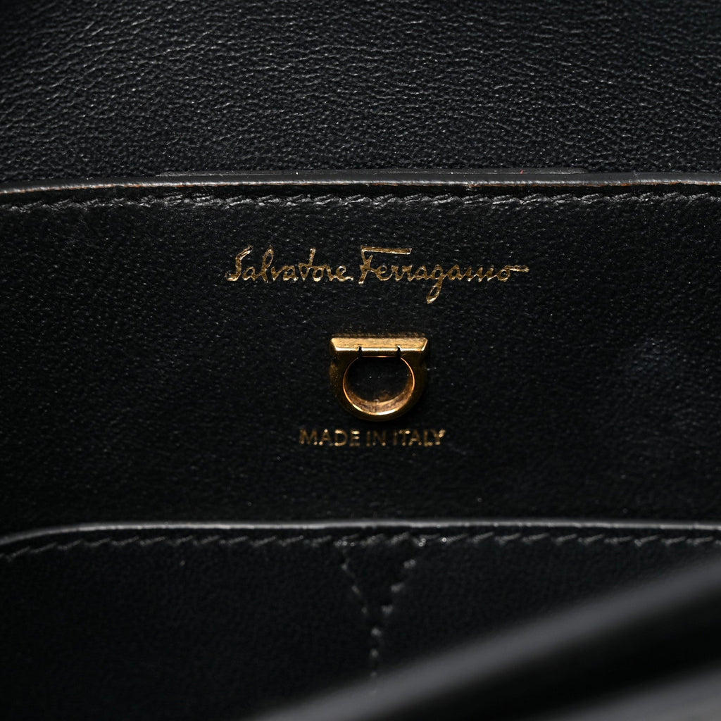 Calfskin Gancini Shoulder Bag Black