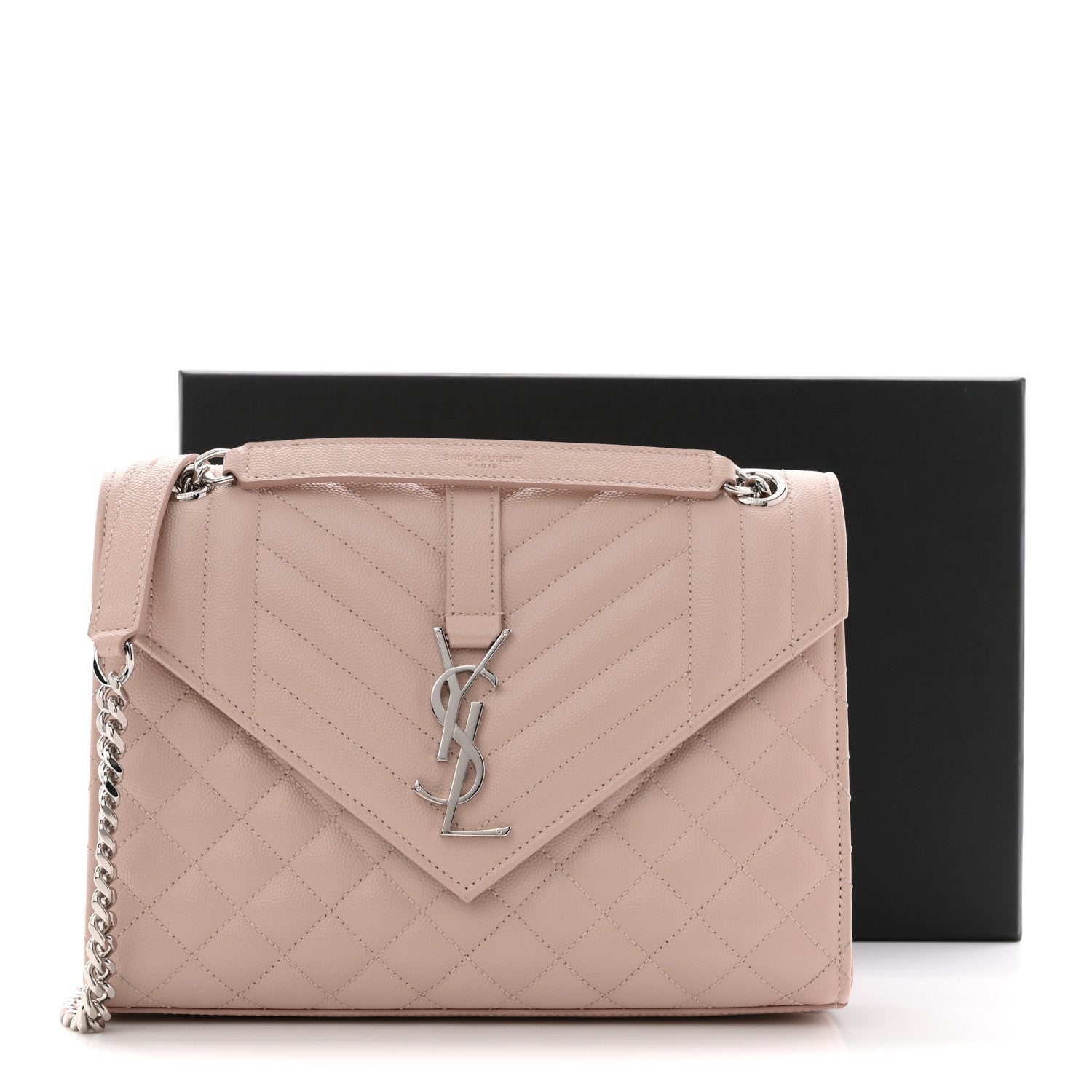 Grain De Poudre Textured Mixed Matelasse Medium Triquilt Monogram Satchel Marble Pink