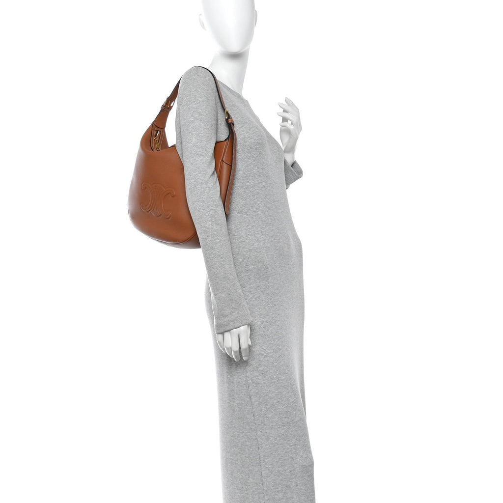 Supple Calfskin Medium Triomphe Heloise Shoulder Bag Tan