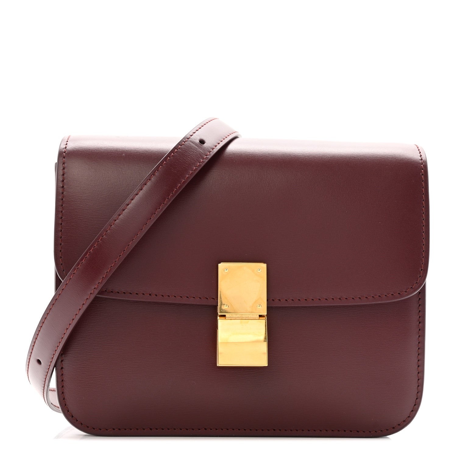 Liege Calfskin Teen Classic Box Flap Bag Burgundy
