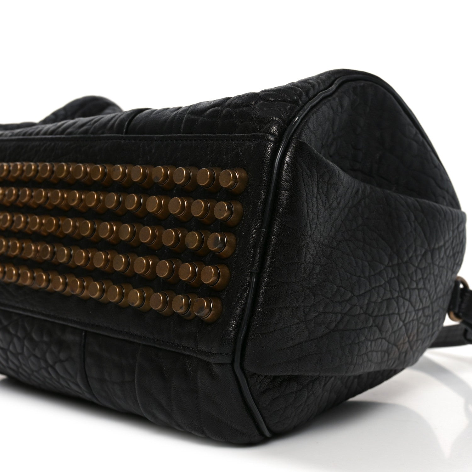 Pebbled Lambskin Rockie Black Antique Brass Hardware