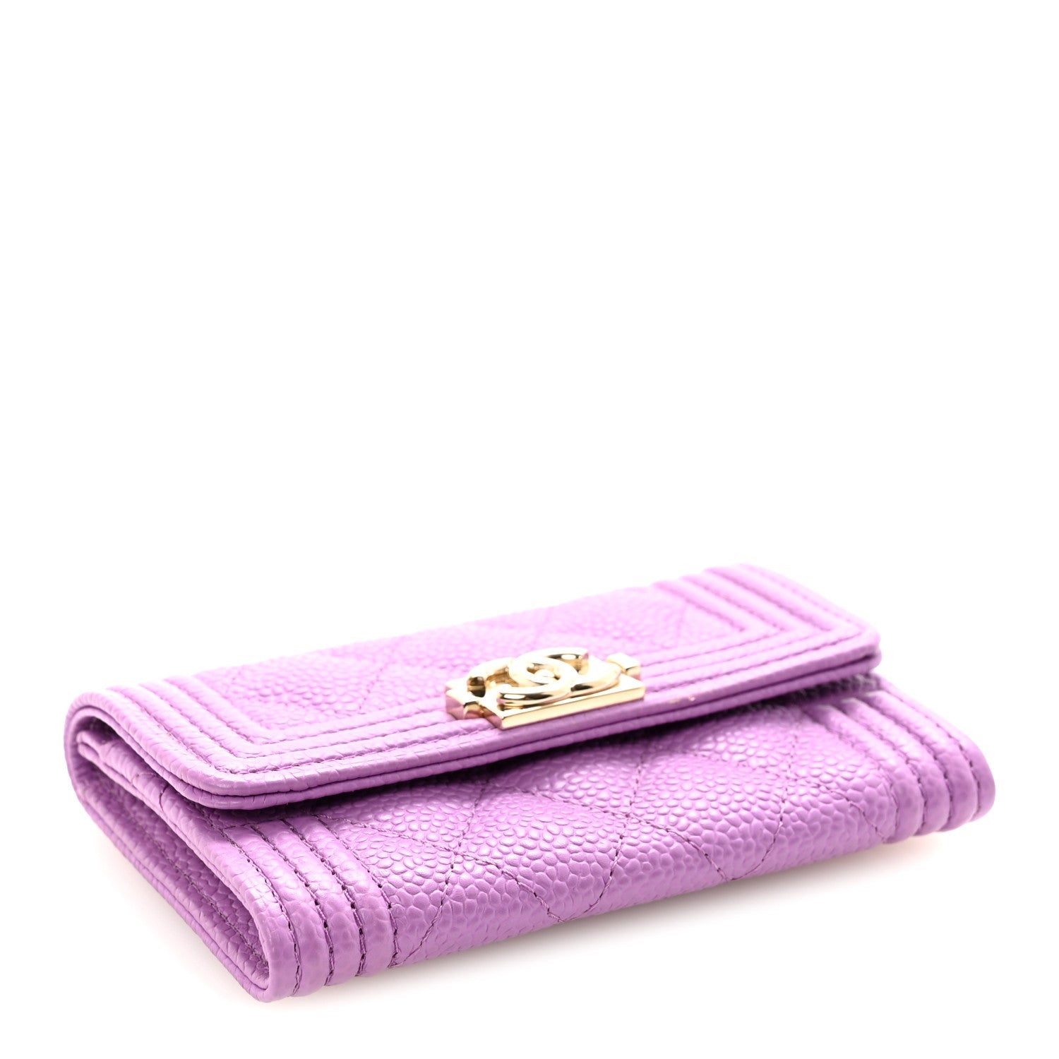 Caviar Quilted Boy Flap  Holder Purple