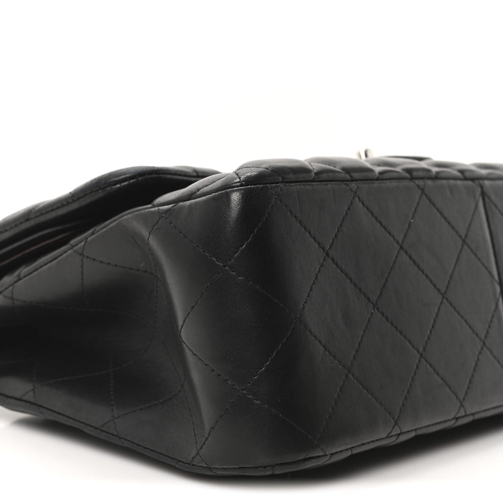 Lambskin Quilted Jumbo Double Flap Black