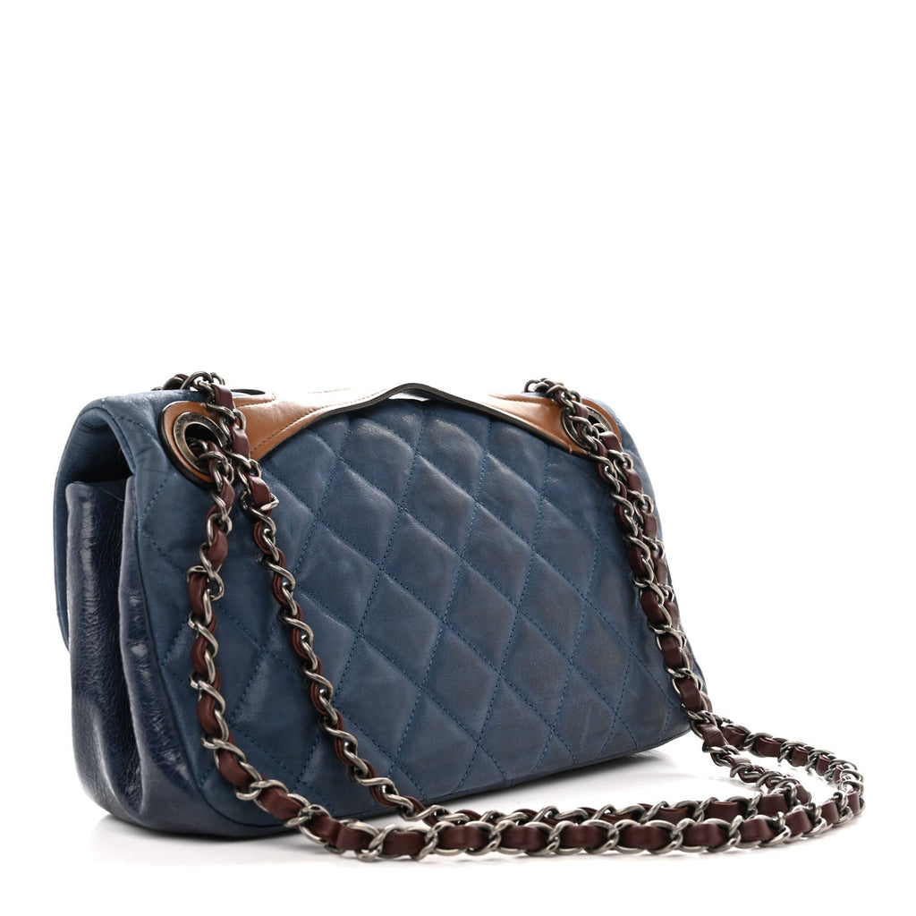 Iridescent Calfskin Medium In The Mix Flap Blue