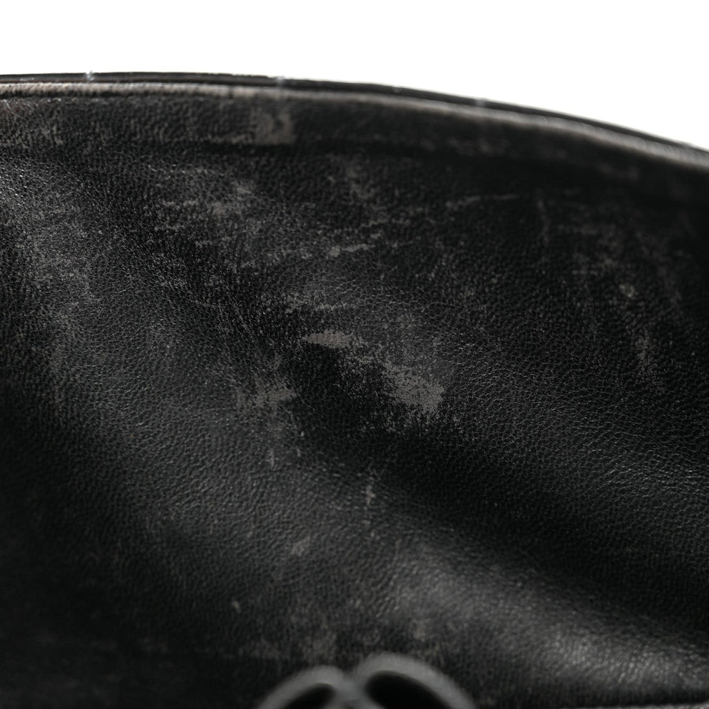 Patent Quilted East West Chocolate Bar Flap Black