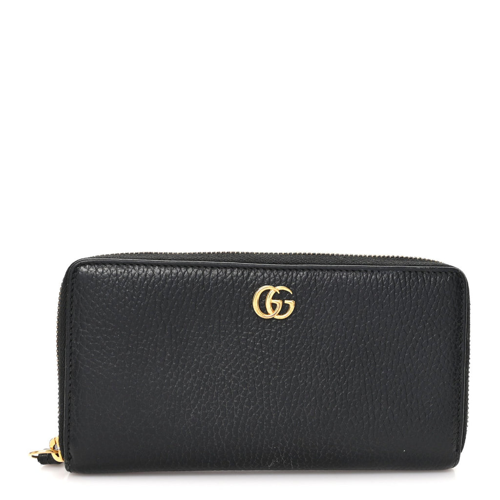 Dollar Calfskin GG Marmont Zip Around Wallet Black