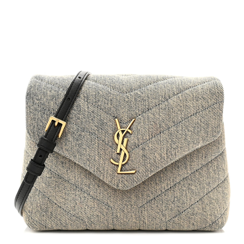 Denim Y Quilted Monogram Toy Loulou Crossbody Bag Grey