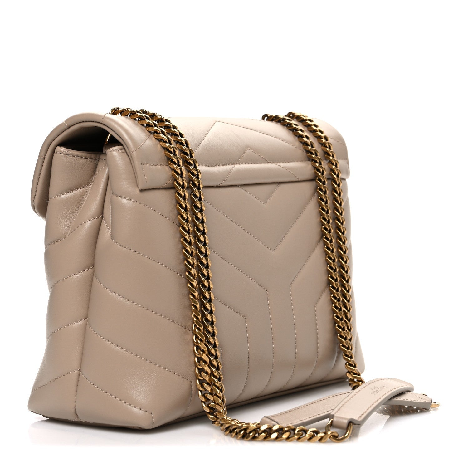 Calfskin Y Quilted Monogram Small Loulou Chain Satchel Dark Beige