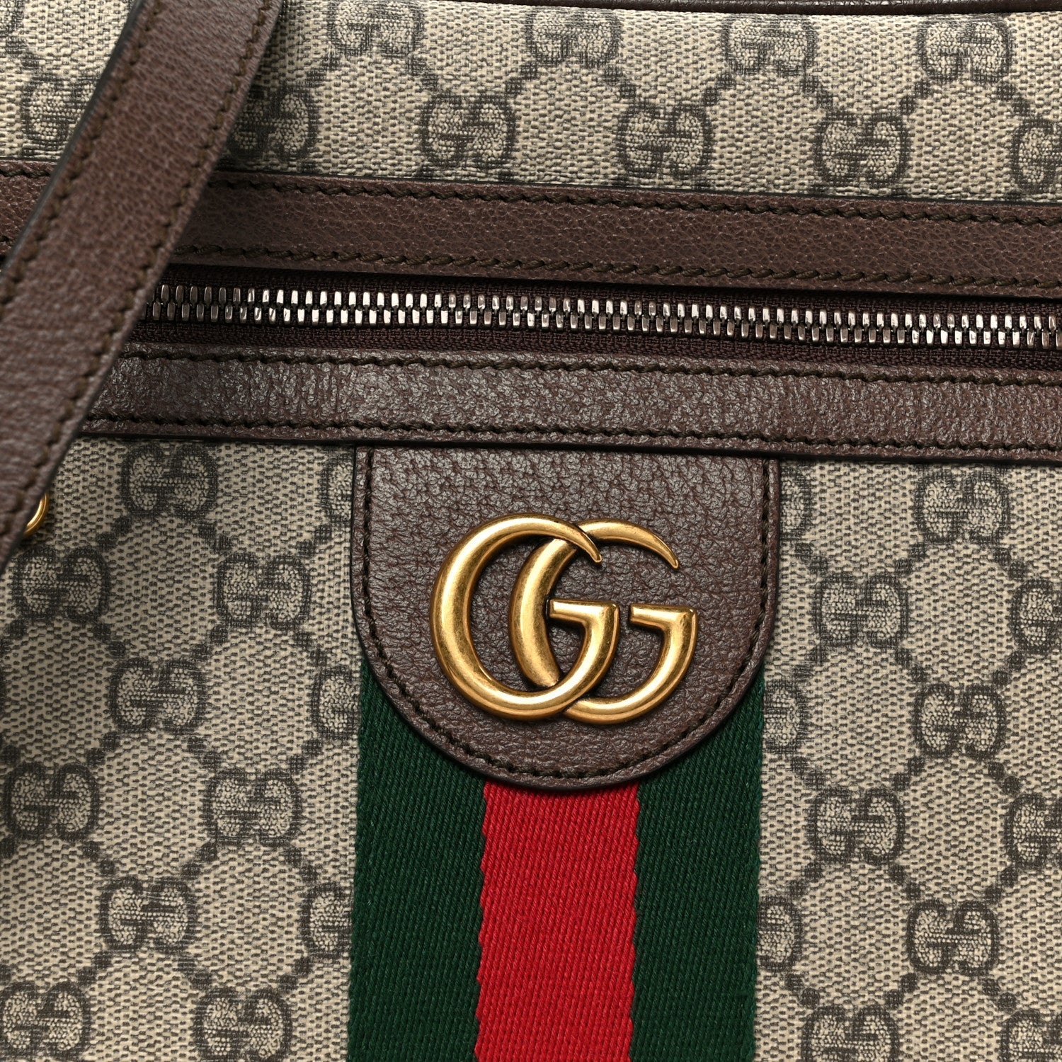 GG Supreme Monogram Web Small Ophidia Messenger Bag Brown