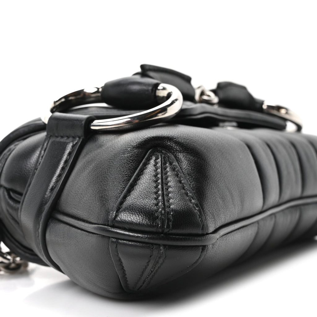 Nappa Vertical Matelasse Small Maxi Horsebit Chain Shoulder Bag Black