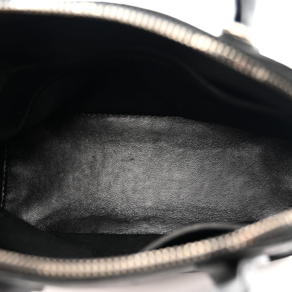 Calfskin Logo Crocodile Embossed XXS Ville Top Handle Bag Black