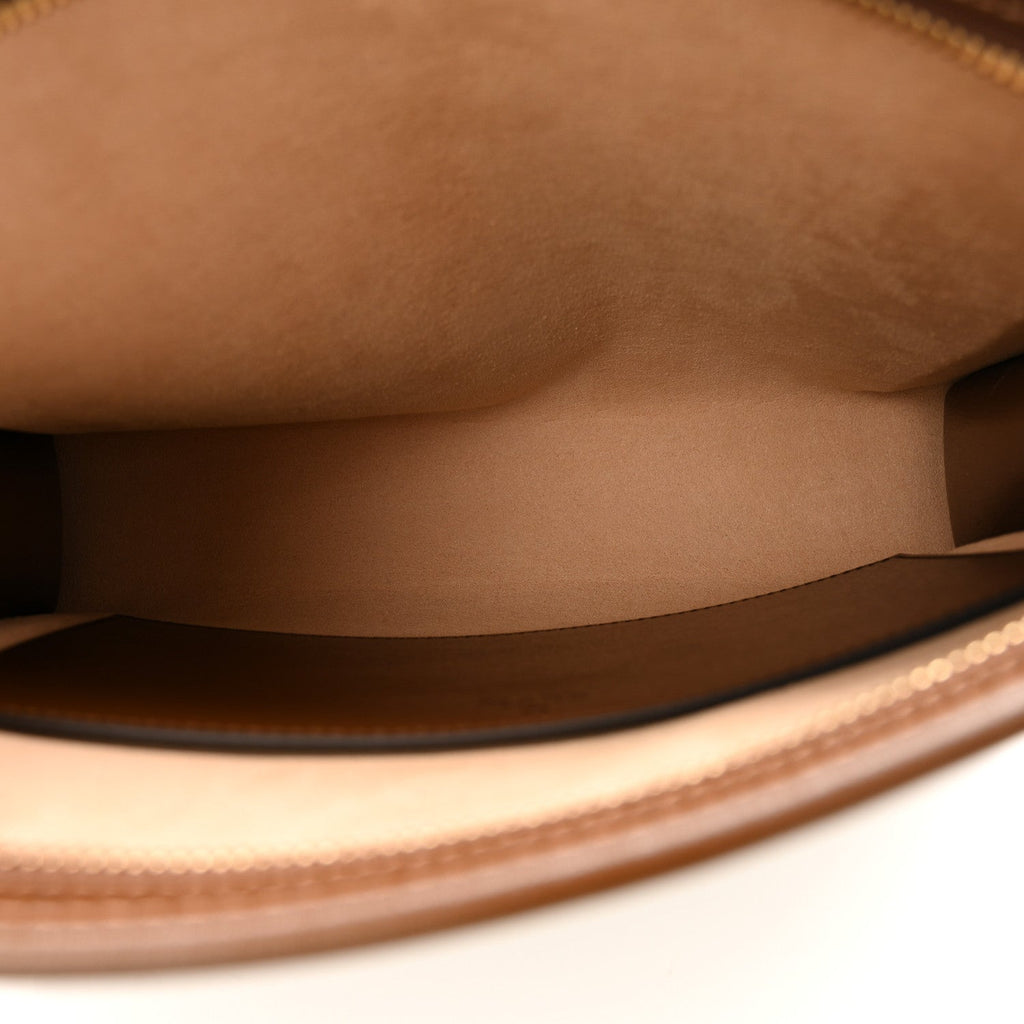 GG Supreme Monogram Azalea Calfskin Retro Interlocking G Beauty Case Beige Ebony Brown Sugar