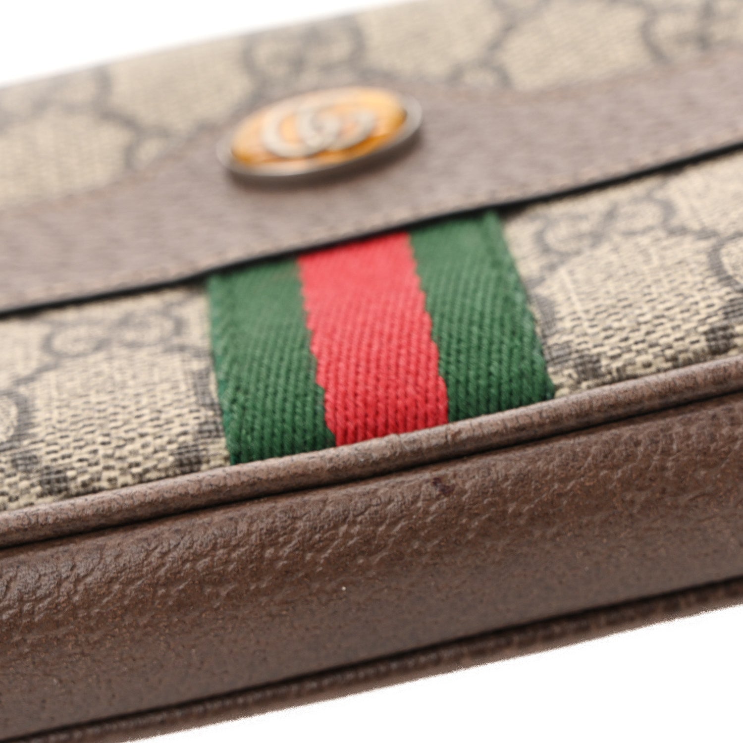 GG Supreme Monogram Ophidia Belted iPhone Case 85 34 Dark Brown