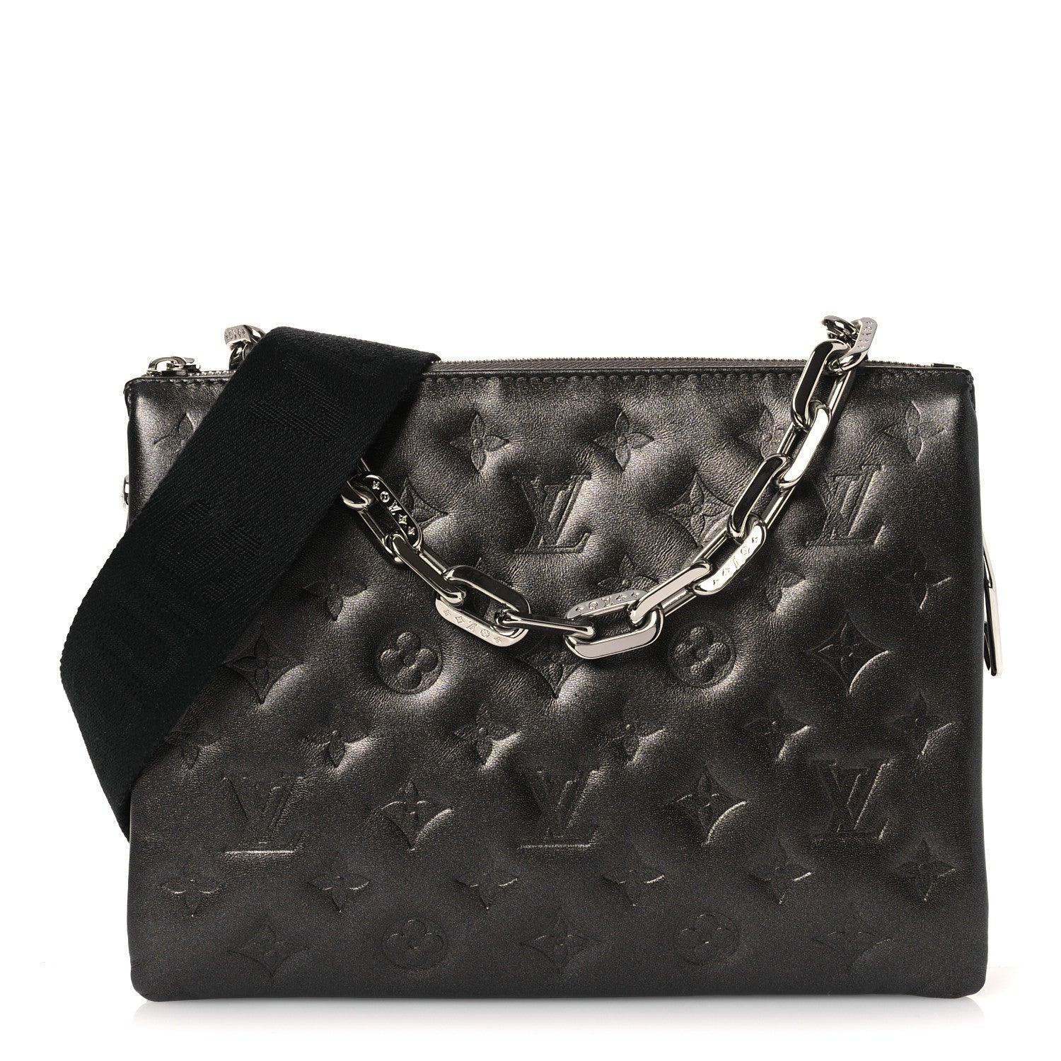 Lambskin Embossed Monogram Coussin PM Anthracite