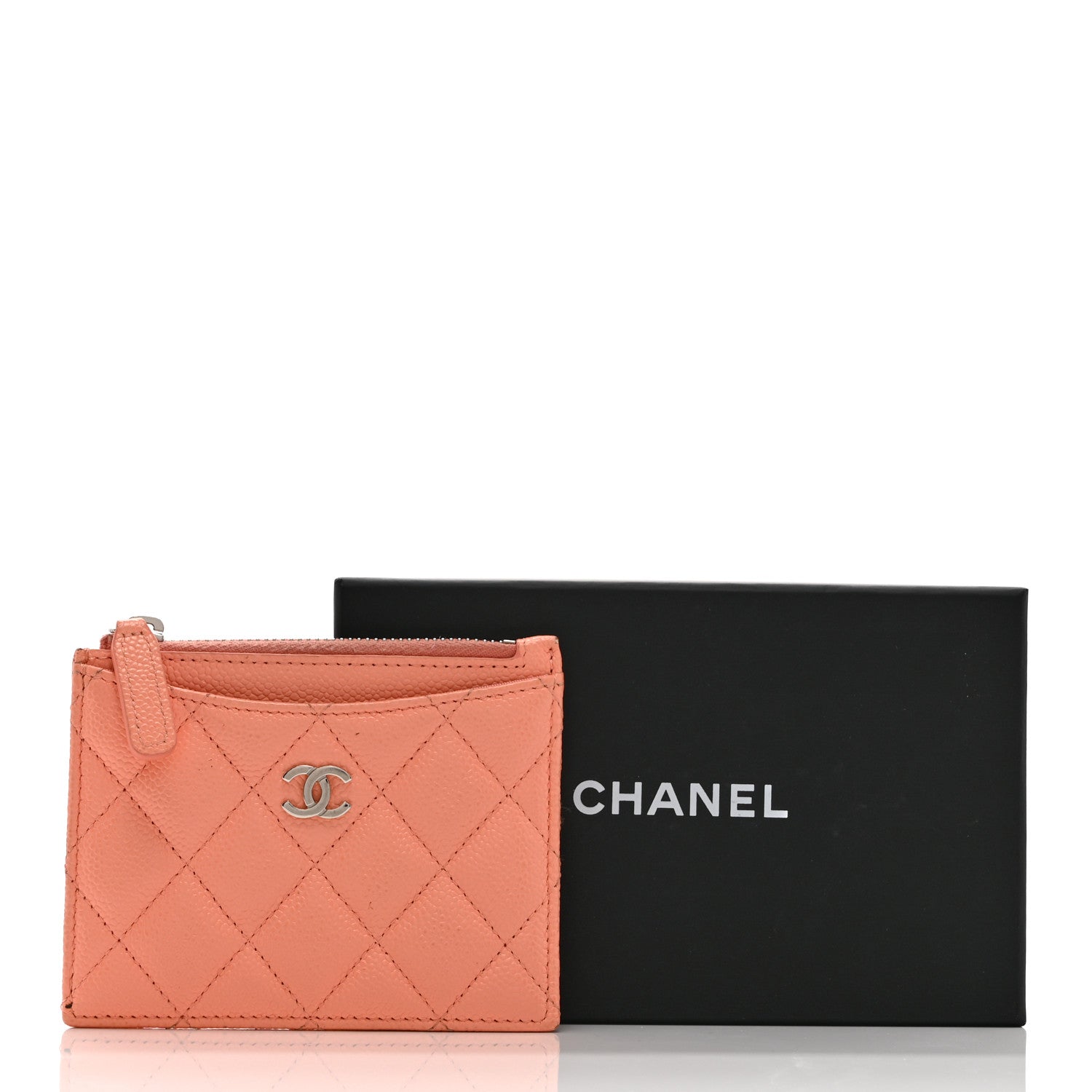 Caviar Quilted CC Zip  Holder Pink
