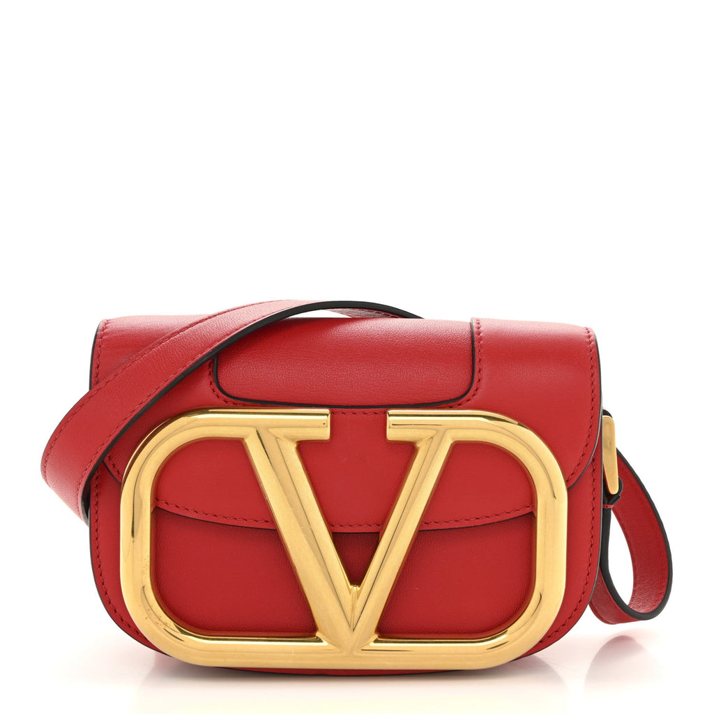 Calfskin Small Supervee Crossbody Bag Rouge Pur