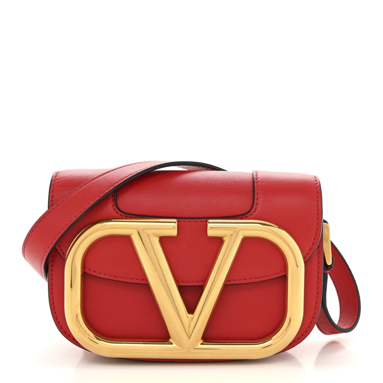 Calfskin Small Supervee Crossbody Bag Rouge Pur