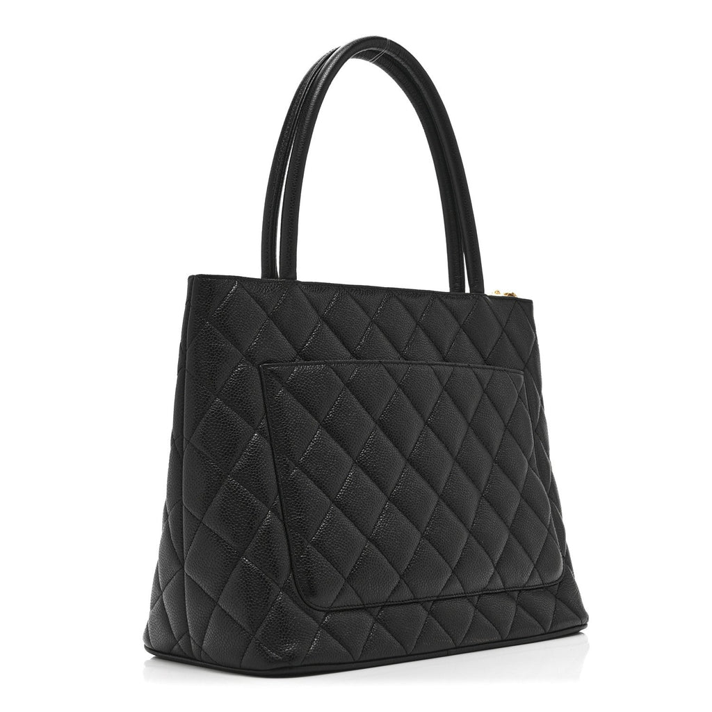 Caviar Quilted Medallion Tote Black