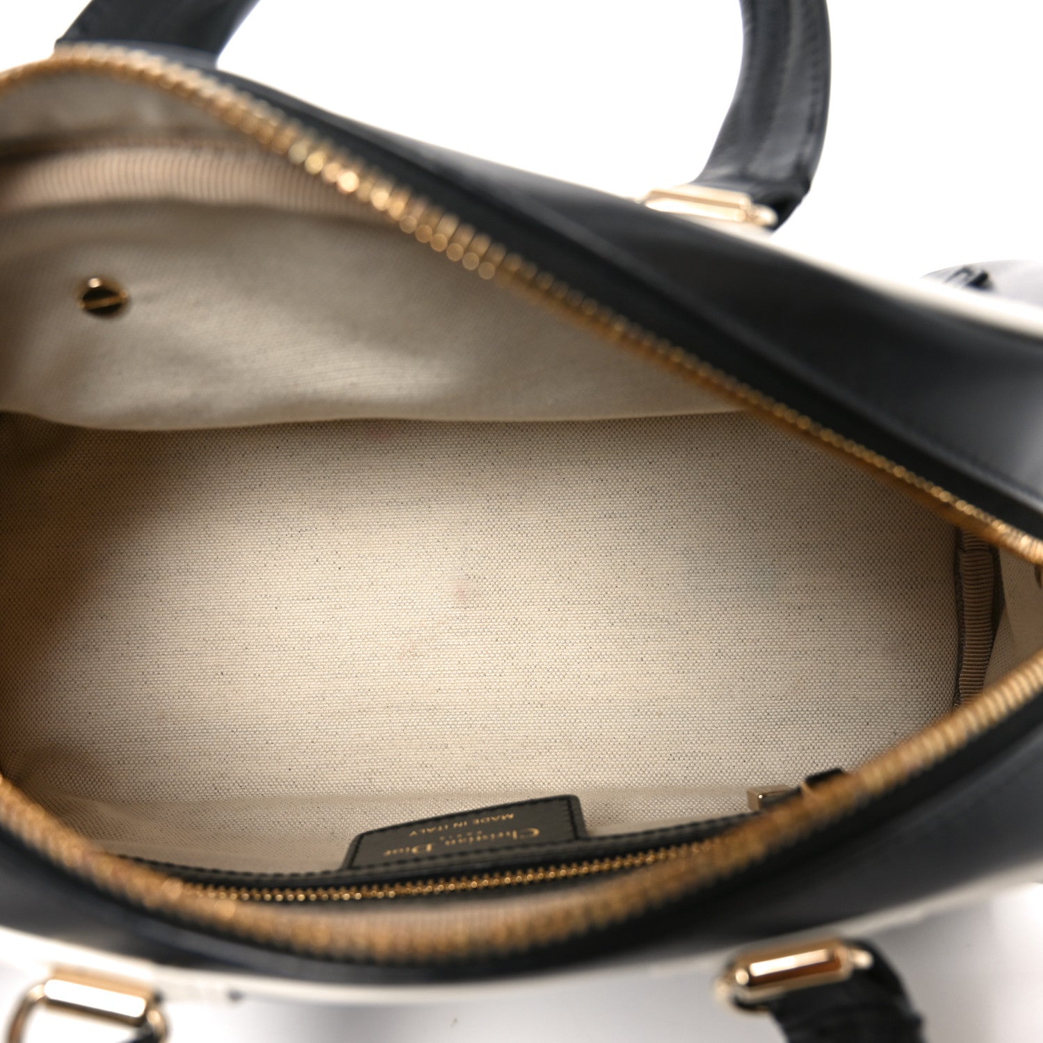 Calfskin Small Dior Vibe Zip Bowling Bag Black White