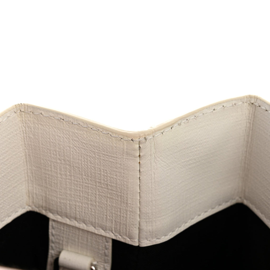 Squared Calfskin Logo North South Shopper Tote XXS White