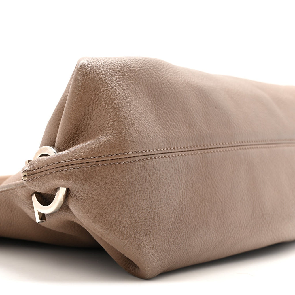 Calfskin Fanisa Gancini Large Hobo Beige
