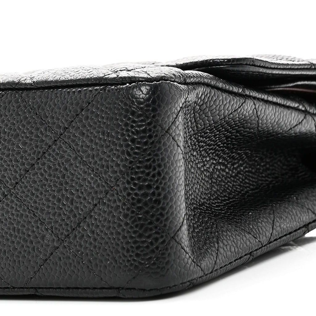 Caviar Quilted Medium Double Flap Black